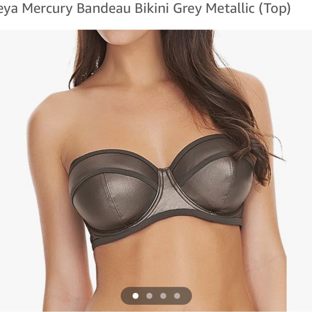 Freya 32F Mercury Bandeau Bikini Grey Metallic (Top)